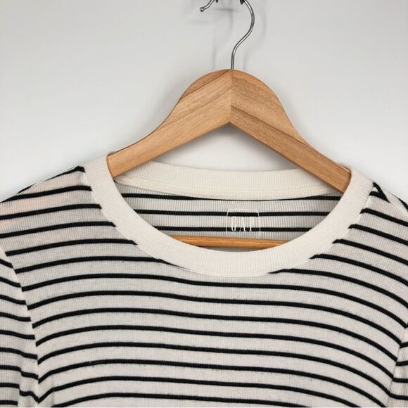 Gap Shirt Womens Small‎ Long Sleeve Cozy Rib Knit Striped Black White - Picture 3 of 7